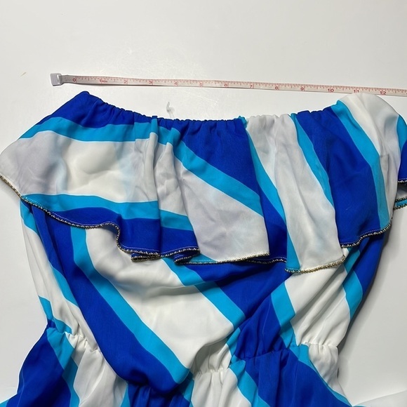 Lilly Pulitzer Blue, White, Turquoise Strapless Hi Low Caldwell Dress Size Small - Picture 12 of 13